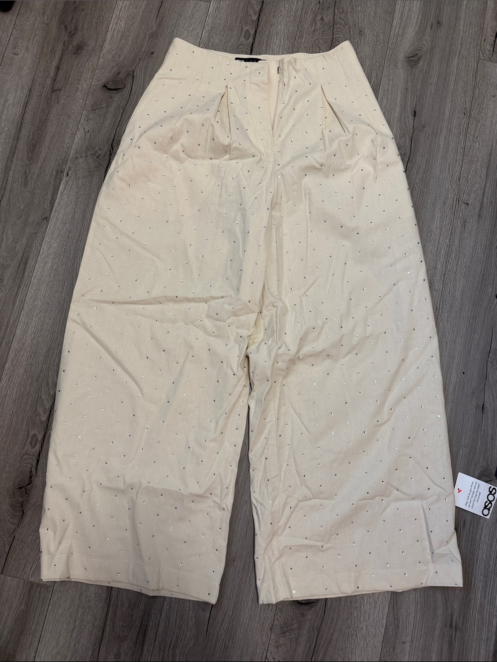 ASOS Cream Wide-Leg Pants & Vest with Tiny Dot Embellishments Matching Set